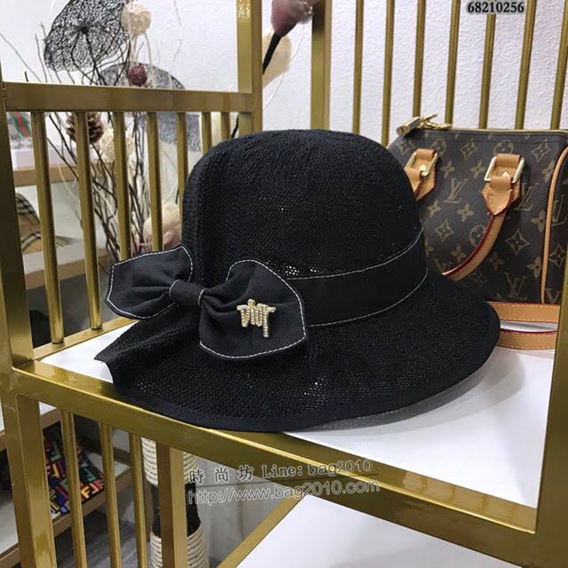 Dior女士帽子 迪奧褶皺蝴蝶結草帽 Dior遮陽帽  mm1008